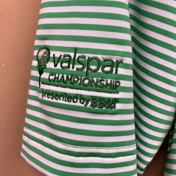 Peter Millar Summer Comfort Copperheads Valspar Green Striped Polo Shirt Size XL - Picture 4 of 7